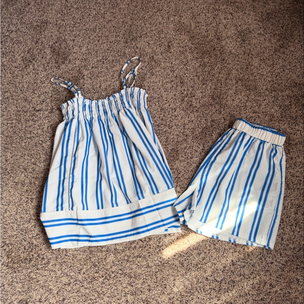 Amazon Blue and White Striped Tank Top
